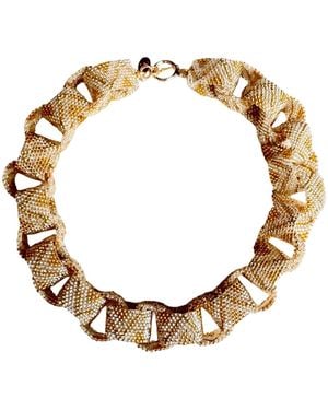 Iliana Arrazola Bold Chunky Link Necklace, And, Glass Beads, Beaded Jewellery - Metallic