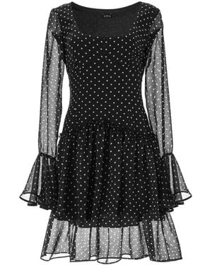 Lita Couture Mini Polka Dress With Ruffles - Black