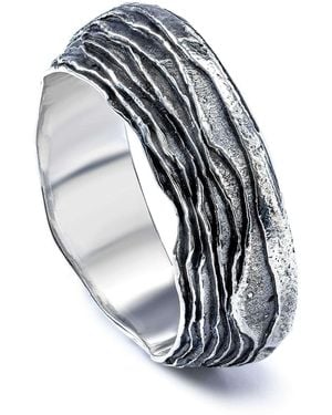 German Kabirski Jotun Oxidized Ring With Layered Texture - Blue