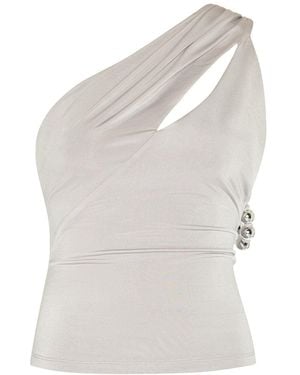 Khéla the Label Exit Strategy Beaded One Shoulder Top - White