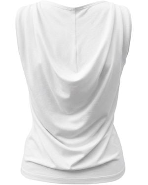 Imaatu Onu Top – Sculpting Elastic Viscose & Waterfall Neckline - White