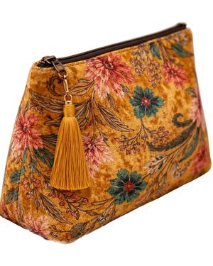 Conscious Yoga Collective Amber Lotus Velvet Makeup Bag - Brown