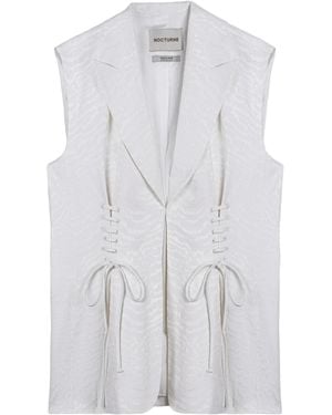 Nocturne Lace-Up Waist Tailored Vest - White