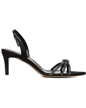 Ginissima Daisy Crystals And Satin Sandals Lower Heel - Black