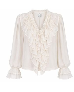 34B Neutrals Felise Ruffle Blouse - White
