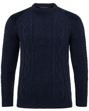 Paul James Knitwear Chunky Merino Wool Archiee Shooting Jumper - Blue