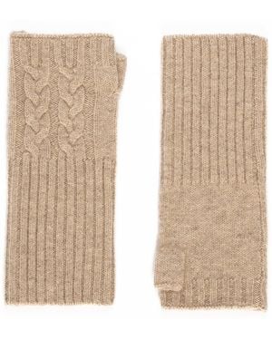 Bel Cashmere Cable Cashmere Mittens - Natural