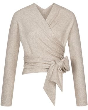 Marianna Déri Creme Knitted Wrap Top - Natural
