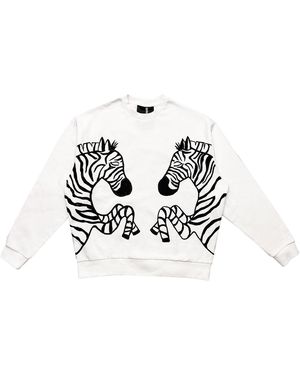 Quillattire Sweatshirt With Zebras - White