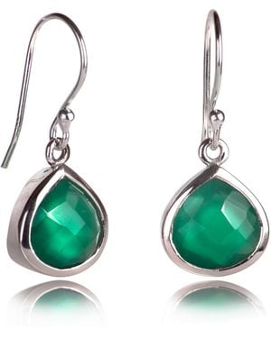 The Jewellery Store London Pear-Shaped Onyx Earrings - Green