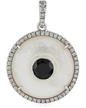 Artisan 18K Mother Of Pearl, Spinel & Diamond Disc Pendant - Metallic