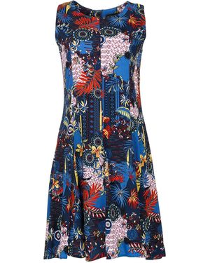 Conquista Flora Print Cloche Dress - Blue