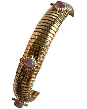 Laura Gray Small Amethyst Omega Bracelet - Metallic