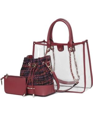 Mkf Collection - J'omor Diva Pvc Tote Bag With Tweed Bucket Bag - Purple