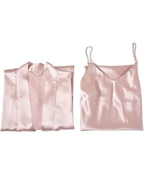 Soft Strokes Silk Pure Silk Baby Kimono Robe And Slip Dress Gift Set - Pink