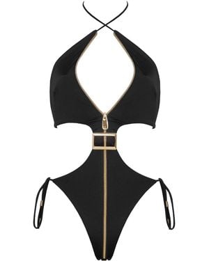 ANTONINIAS Cynus Cut-Out One-Piece With Details - Black