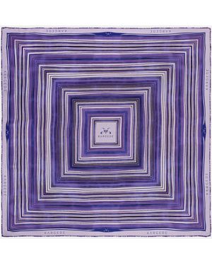 Kargede Silk Scarf – Designer, Striped, Square - Purple