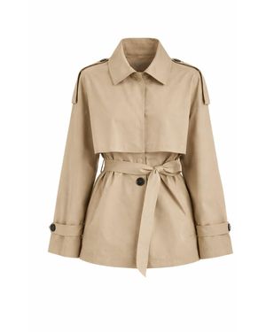 Curated Row Neutrals Amy Belted Cropped Trench Jacket - Natural