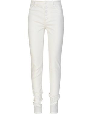 Circular Path Button Fly Skinny Jean - White