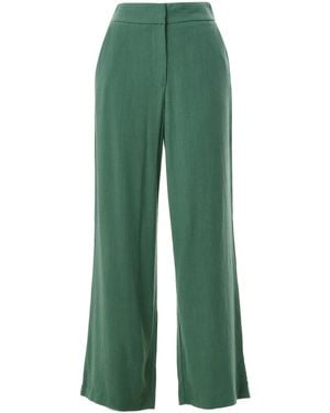 Louche Tilde Linen Mix Wide Leg Trouser - Green