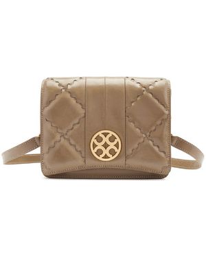 Orange Cube Mosaic Diamond Crossbody Bag - Natural