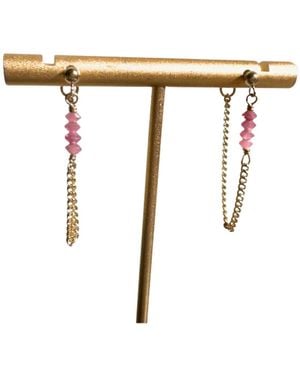 Rachel Nathan Post Tourmaline & Chain Earrings - Metallic