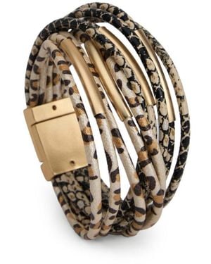Saachi Animal Print Cord Leather Bracelet - Metallic