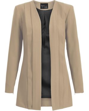 Layo G Neutrals Pleated Stretch Blazer — Caramel Tan - Natural