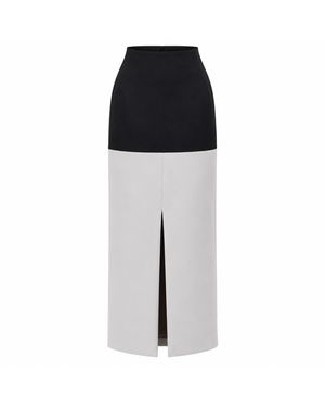 Elamins Horizontal Two-Tone Structured Maxi Skirt - Black