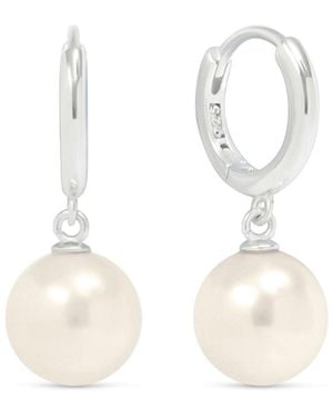 Esterah Pearl Huggie Hoops - White