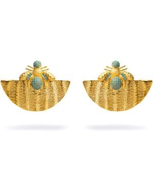 Ebru Jewelry Turquoise Honey Bee Chunky Earrings - Yellow