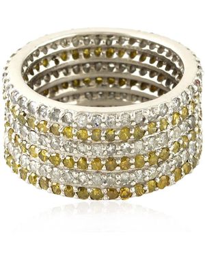 Artisan Gold Yellow Diamond Band Ring Handmade - Metallic