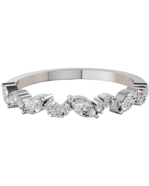 Aya Fine Jewelry 0.35 Cwt Marquise And Round Diamond Eternity Ring In14K - Metallic