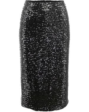 Noria Anis Glitz Sequined Midi Pencil Skirt - Black