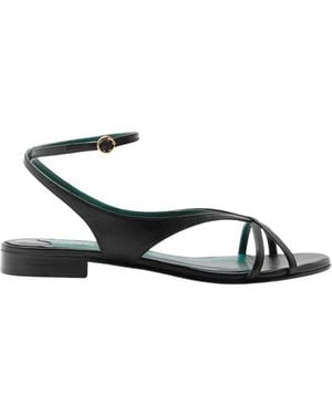 Florrie London Matilda Leather Flat Sandal - Black