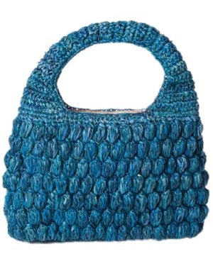 Yumi Weaves Limited Mini Raffia Evening Bag - Blue