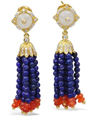 Bellus Domina Lapis Lazuli Tassel Earrings - Blue