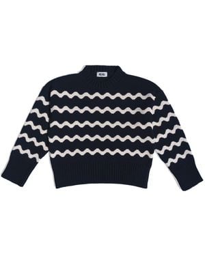 Gigi Knitwear Isla Wavy Stripe Jumper, & Natural - Blue