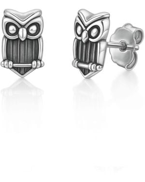 Unaloe Sterling Owl Earrings – Protection, Wisdom And Intuition – Talisman – Jewelry For - Black
