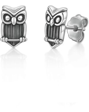Unaloe Sterling Owl Earrings – Protection, Wisdom And Intuition – Talisman – Jewellery For - Black
