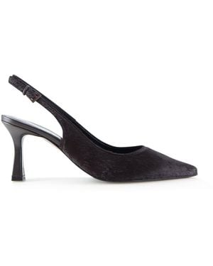 Notabene Emilia Low Slingback Stilettos, Dark Cow Fur - Blue