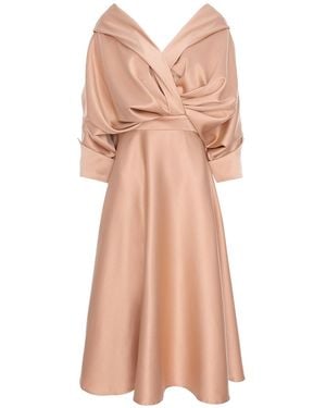 Acob a Porter Neutrals Draped Midi Dress Nude - Pink