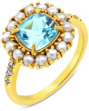GEM BAZAAR Diana Topaz Pearl Ring - Metallic