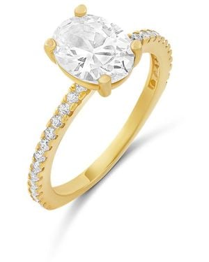 SHYMI Oval Shape Stone On Pave Band - Metallic