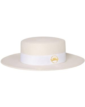 GIODORO Neutrals Gidoa Felt Canotier Hat - White