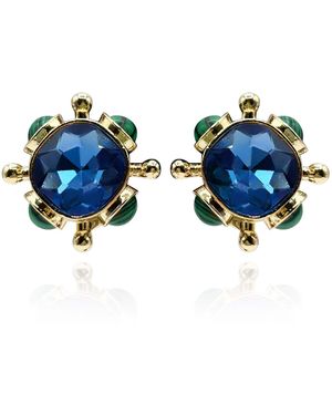 Michael Nash Jewelry Sapphire And Malachite Clip On Sputnik Earrings - Blue