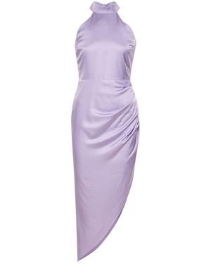 Altera London Halter Neck Asymmetric Satin Dress - Purple