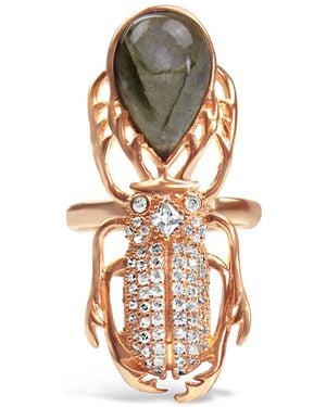Bellus Domina Plated Labradorite Beetle Ring - Metallic