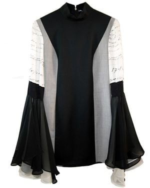 Laura Daili Silk Sleeve Mini Dress - Black