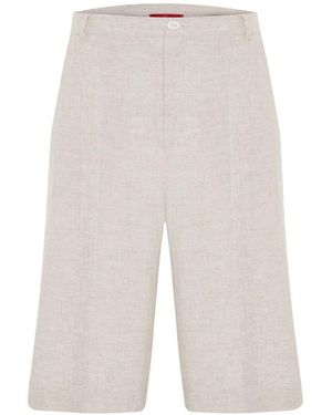 Pcfg Neutrals Daydreamers Linen-Look Stitch Detail Shorts - White
